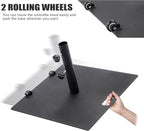 Heavy Duty Patio Umbrella Base with Wheels, Outdoor Umbrella Stand for Market Umbrellas, Square Steel Base, Wind-Resistant, Sturdy for Deck, Poolside, Balcony, Black