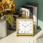 NIKKY HOME Gold Table Clock, Silent Non-Ticking Classic Battery Operated Decorative Mantel Desk Shelf Clock for Living Room Decor
