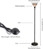 Tiffany Stained Glass Torchiere Floor Lamp Tiffany Style Standing Corner Light Antique Handcrafted Pole Floor Reading Uplight Lamp (Bulb Include)