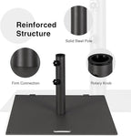 Tangkula 50LBS Patio Umbrella Base, Portable Outdoor Umbrella Base Stand, 24 Inches Square Umbrella Base Holder with 2 Tightening Knobs & 2 Wheels, Suitable for Backyard, Deck, Poolside, Patio (Black)