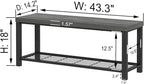 EXCEFUR Entryway Bench, Industrial Metal and Wood Storage Bench for Living Room, Indoor Shoe Rack Bench Seat, 43.3 Inch Grey