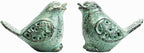 Sungmor Cast Iron Desktop Ornament - Graceful Hollow-Carved Birds Sculpture Home Decoration - Decorative & Lovely Animal Figurine Indoor Outdoor Statues - 2PC Pack & Green Color