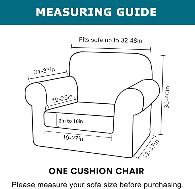 KRFOONN 2 Piece Chair Covers Printed Sofa Covers Couch Covers Washable Armchair Sofa Couch Slipcover Furniture Protector with Elastic Bottom for Living Room (Armchair, A1), Small