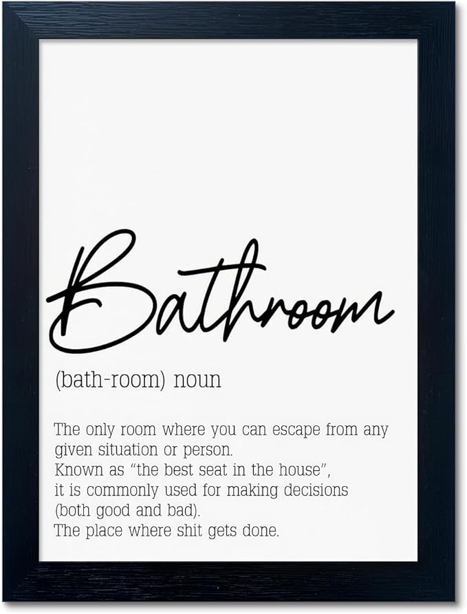 Black and White Bathroom Rules Print Framed Bathroom Pictures Wall Decor Art Modern Canvas Artwork for Guest Toilet Washroom