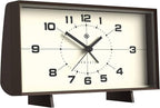 NEWGATE® Wideboy Alarm Clock | Rectangular Retro Design | Mocha Brown | Mid Century dial | Ideal for Bedside, Desk, Mantel or Shelf | Retro Bedroom & Office Accessory