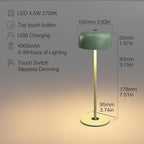 3-Height Adjustable Cordless LED Table Lamp (11.6"/8.66"/5.12") - Rechargeable Touch Control Desk Light with 2700K Warm Lighting, USB Powered for Bedroom, Camping & Romantic Dinners (Green)