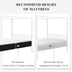 SHA CERLIN Canopy Bed Frame Full Size/Mattress Foundation with Metal Slats Support/No Box Spring Needed/Easy Assembly/White