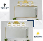 Crystal Modern Bathroom Light Fixtures, 4-Light Brushed Gold Bathroom Vanity Wall Light, Vanity Lights for Mirror, Restroom, Bedroom (E26 Socket, Bulbs Not Included)