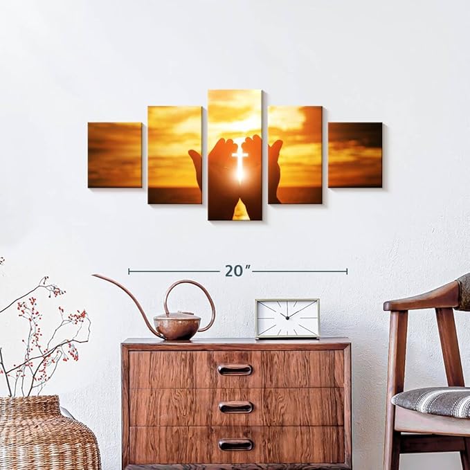 Elephant Stock Religion Wall Art Multi Piece Canvas - 5 Panel Christian Pictures Decor - Digital Design Canvas Print - Christian Wall Decor - 29" X 12"