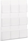 Safco Reveal Literature Rack, 9 Compartments Magazine Holder, Wall-Mounted Brochure Organizer, Acrylic, Clear