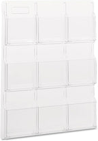 Safco Reveal Literature Rack, 9 Compartments Magazine Holder, Wall-Mounted Brochure Organizer, Acrylic, Clear