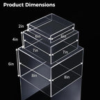 6 Pcs 3 Sizes Buffet Risers, Acrylic Display Riser Boxes,5 Sided with Hollow Bottoms Transparent Acrylic Cube Display Nesting Risers, Food Risers for Buffet Table, Large Medium Small Clear Display Stand