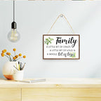 Family a Little Bit of Crazy Sign Wood Plaque Wall Decor,Rustic Family Hanging Wooden Signs Wall Pediments for Home Front Door Wall Decor