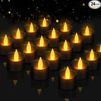 Black Ambience Kit - 24 Pack Premium LED Tea Lights for Modern Home Decor, Memorial Services & Dark Themed Parties (Black Base, 24 Pack)