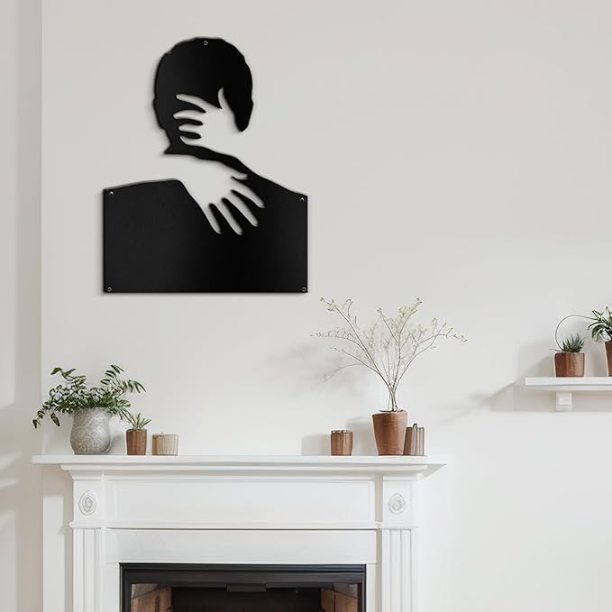 SIGNLEADER Metal Wall Art Decor Love Romance Minimalist Modern Abstract Wall Sculpture Hangings Home Decoration for Living Room, Bedroom, Bathroom, Kitchen, Outdoor - 36" Black
