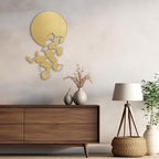 SIGNLEADER Metal Wall Art Decor Circles Abstract Shapes Minimalist Modern Abstract Wall Sculpture Hangings Home Decoration for Living Room, Bedroom, Bathroom, Kitchen, Outdoor - 18" Gold
