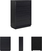 Signature Design by Ashley Londer Casual 5-Drawer Chest of Drawers with Safety Stop and Felt Lined, Black