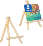 Falling in Art 2 Pack Mini Wooden Display Easels, 10 Inch Tripod Painting Easel Stand, Portable Art Canvas Holder for Photos, Prints and Signs