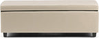SIMPLIHOME Avalon Storage Ottoman Bench - 48 inch Wide Upholstered Vegan Leather Rectangular Lift-Top Ottoman in Satin Cream, Contemporary Storage Bench for Living Room with High-Density Foam