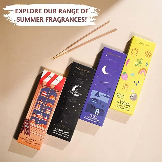 Folkulture Incense Sticks (75 Sticks) |8" Premium Coffee Incense Sticks for Aromatherapy, Focus, Energy, Gifts for Women | No Charcoal,Organic, Non Toxic, 45 Mins, Long Burning Insence-Sticks
