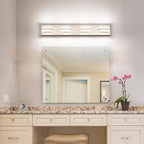 SOLFART Bathroom Vanity Lights Brushed Nickel Light Fixtures for Bathroom Above Mirror 4 Light Led Lights Bath Lighting Fixture Nickel
