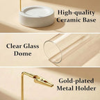 CEREMONY Incense Holder, Ceramic Incense Holder for Sticks with Glass Ash Catcher, Incense Burner for Meditation Yoga Spa Room Decor(Beige)