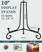 Iron Display Stand 5 Packs, 10 Inches Plate Stand Picture Stand Photo Stand for Display, Black Foldable Easel Stand Holder for Photo Frame, Artwork, Collection, Decorative Plate, Book, Office
