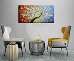 YaSheng Art -Handmade Colorful 3D Flowers Art Oil Painting On Canvas Texture Palette Knife Tree Paintings Modern Abstract Canvas Wall Art Home Interior living room Bedroom Decor Art 24x48inch