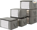 Large Storage Bags,Clothes Storage Bins Foldable Closet Organizers Storage Containers with Durable Handles Thick Fabric for Blanket Comforter Clothing Bedding (grey, 90L(3Pick))