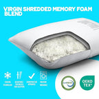 Fluff and Stuff Comfort Pillow | Queen Size Memory Foam Pillows, Chiropractor Designed and Approved 2-in-1 Back Support and Bed Pillows | Fully Adjustable Pillow (White, Queen (Pack of 1))