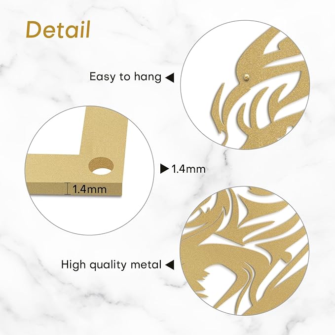 SIGNLEADER Metal Wall Art Decor Lion Minimalist Modern Abstract Wall Sculpture Hangings Home Decoration for Living Room, Bedroom, Bathroom, Kitchen, Outdoor - 36" Gold