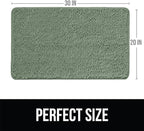 KANGAROO Bathroom Rugs, Chenille Soft Absorbent Bath Rug, Shaggy Shower Mat, Quick Dry Machine Wash Bathmat, Plush Carpet Mats for Tub, Bathtub and Room Home Decor Accessories, 30x20, Sage