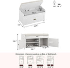 HOMEFORT 30" Shoe Bench with Lift Top Storage, Entryway Bench with Cushioned Seat, Wooden End of Bed Bench, Shoe Cabinet Bench with Hidden Storage Space, for Bedroom, Hallway,White