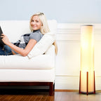 Brightech Parker Paper Lantern Floor lamp, 48 Inch Tall Lamp with Wood Frame, Asian Design for Bedroom, Decorative Tower Shade Lamp for Living Rooms & Offices, Great Living Room Décor