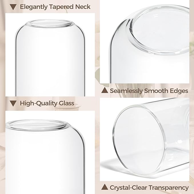 ComSaf Small Flower Vase Set of 12, Glass Bud Vases in Bulk, Clear Vases for Flower, Decor Centerpiece for Bathroom, Decorative Vases for House Warming, Valentines' Day, Mother's Day, Thanksgiving Day