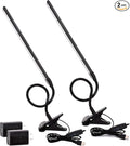 Clamp on Lamp, Clip Light, Desk Lamps 3 Color Temperature Setting, 10 Brightness Levels, 2m USB Cord Power Supply and AC Adapter Included, Pack of 2 (Black)