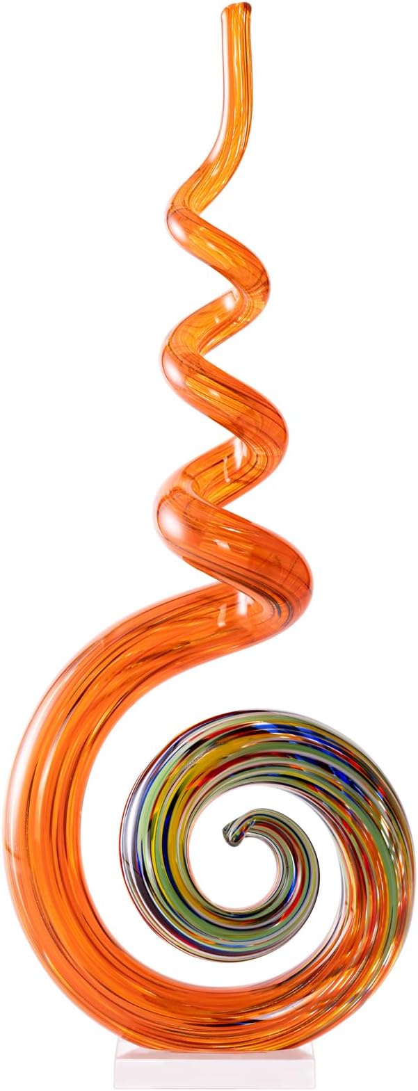15" Tall Hand-Blown Murano-Style Glass Sculpture Statues Art Ornament Statue Figurines Home Decor Accent Piece Coastal Ocean Nautical Home Decor,Shelf,TV Stand,Tabletop Centerpieces,Wonderful Gift