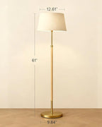 JOOFO Mid-Century Modern Wood Floor Lamp with Dual Fabric Shade, Remote Control, Dimmable & Adjustable Color Temperature, Reading & Living Room Lamp, Easy Clean Cover, Foot Switch,Natural Wood