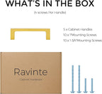 Ravinte 5 Pack Solid 3-1/2 Inch Kitchen Square Cabinet Handles Brushed Brass Cabinet Pulls Drawer Pulls Kitchen Cupboard Hardware Handles