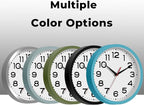 Wall Clock Silent Non-Ticking Modern Clock Battery Operated 8 Inch Small Classic Analog Decorative for Kitchen, Living Room, Office, Bedroom, Bathroom (Blue)