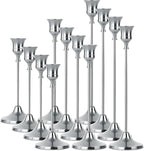4 Sets(12 Pcs) Silver Tapered Candle Holder,Candlestick Tall Metal Candlestick Holders for Table Centerpiece Home Decor for Wedding Fireplace Mantel Housewarming Gift Fits 3/4 Inch Thick Candles