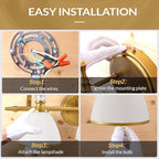 ANDY STAR Brushed Gold Vanity Light, 4-Light Bathroom Light Fixtures, Vintage Wall Lamp with Bell Shaped Frosted Lampshade, 27.8 Inch Bathroom Lighting Fixtures Over Mirror, (Bulbs Not Included)