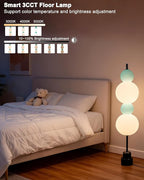 Lightdot Blue Globe Floor Lamp with 3 Color Temperatures LED Bulbs Included,Dimmable Floor Lamps with Touch Switch,Unique Modern Standing Tall Lamp for Bedroom Living Room/Sofa Beside/Corner Decor