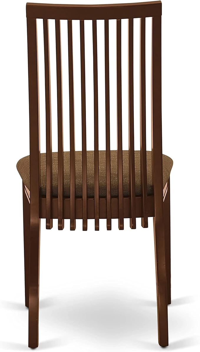 East West Furniture IPC-MAH-C Ipswich Dining Room Chairs - Linen Fabric Upholstered Solid Wood Chairs, Set of 2, Mahogany