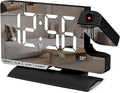 SZELAM Digital Clock,Alarm Clock Bedside with Projection,7.3" Mirror Clock with 180°Rotating Projector,Dual Alarm with 3 Mode,Brightnee Adjust,DST,Snooze,Charging Port,5 Levels Volume for Desk Teens