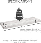 Urban Legacy Reclaimed Barnwood Planks | Floating Shelves for Wall w/Flush Mount Shelf Bracket Set Included | | Set of 2 (White Wash, 36" x 4.5" x 2")