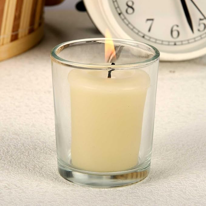 Pure Beeswax Votive Candles, Pack of 10 - Natural Unscented Beeswax Candles for Family Parties and Birthday Gifts (Ivory)
