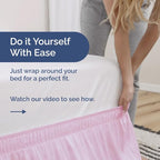 Wrap Around Dust Ruffle Bed Skirt - Light Pink - for King Size Beds with 15 Inch Drop - Elastic Strap - Adjustable Pleated Bedskirt with Brushed Fabric and Wrinkle Free - for Women, Men, Kids & Teens
