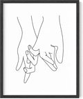 Y2K BOO Holding Hands UNFRAMED Wall Art Interlocking Fingers Continuous Line Drawing Love Connection 16x20 Inch Heavyweight Paper Studio Decor