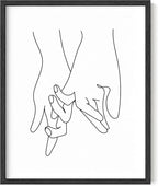 Y2K BOO Holding Hands UNFRAMED Wall Art Interlocking Fingers Continuous Line Drawing Love Connection 16x20 Inch Heavyweight Paper Studio Decor